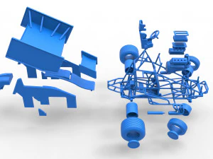 Winged Sprint car while turning Scale 1 to 25 3D Print Model