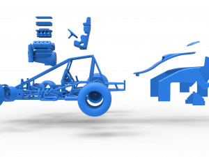 Sprint car while turning Scale 1 to 25 3D प्रिंट मॉडल