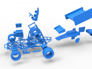 Vintage Winged Sprint car Scale 1 to 25 3D-Druckmodell