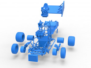 Vintage Winged Sprint car Scale 1 to 25 3D-Druckmodell