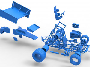 Vintage Winged Sprint car Scale 1 to 25 3D-Druckmodell