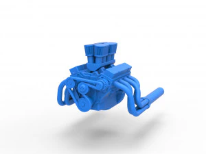 Engine V8 for Vintage Sprint car Scale 1 to 25 3D Print Model