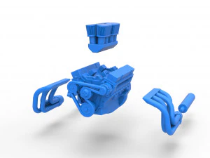 Engine V8 for Vintage Sprint car Scale 1 to 25 3D Print Model