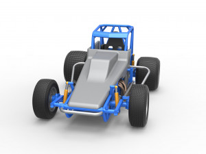 Vintage Sprint car Scale 1 to 25 3D Baskı Modeli