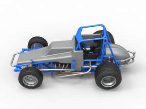 Vintage Sprint car Scale 1 to 25 3D Baskı Modeli