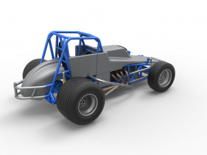 Vintage Sprint car Scale 1 to 25 3D Baskı Modeli