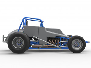 Vintage Sprint car Scale 1 to 25 3D Baskı Modeli
