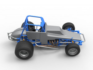 Vintage Sprint car Scale 1 to 25 3D Baskı Modeli