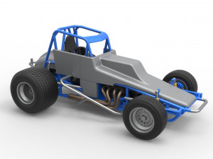 Vintage Sprint car Scale 1 to 25 3D Baskı Modeli