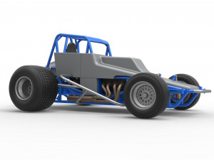 Vintage Sprint car Scale 1 to 25 3D Baskı Modeli