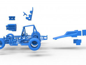 Vintage Sprint car Scale 1 to 25 3D Baskı Modeli