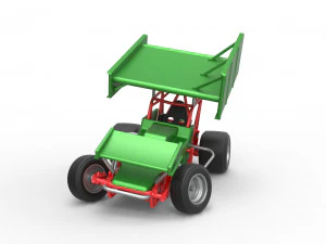 Vintage Winged Sprint-auto tijdens het draaien van schaal 1 tot 25 3D printmodel