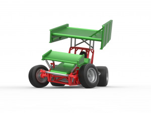 Vintage Winged Sprint car while turning Scale 1 to 25 Modello di stampa 3D