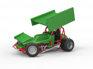Vintage Winged Sprint car while turning Scale 1 to 25 Modello di stampa 3D