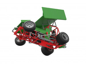 Vintage Winged Sprint car while turning Scale 1 to 25 Modello di stampa 3D