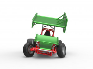 Vintage Winged Sprint car while turning Scale 1 to 25 Modello di stampa 3D