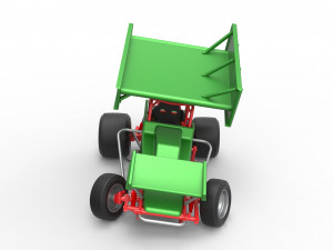Vintage Winged Sprint car while turning Scale 1 to 25 Modello di stampa 3D