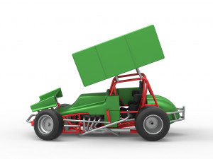 Vintage Winged Sprint car while turning Scale 1 to 25 Modello di stampa 3D