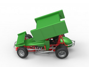 Vintage Winged Sprint car while turning Scale 1 to 25 Modello di stampa 3D