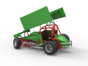 Vintage Winged Sprint car while turning Scale 1 to 25 Modello di stampa 3D