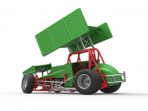 Vintage Winged Sprint car while turning Scale 1 to 25 Modello di stampa 3D