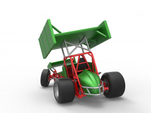 Vintage Winged Sprint car while turning Scale 1 to 25 Modello di stampa 3D