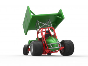 Vintage Winged Sprint car while turning Scale 1 to 25 Modello di stampa 3D