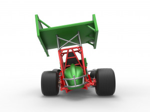 Vintage Winged Sprint car while turning Scale 1 to 25 Modello di stampa 3D