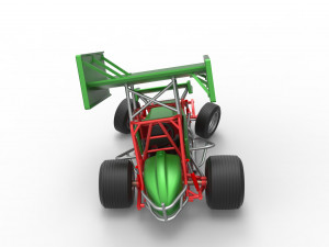 Vintage Winged Sprint car while turning Scale 1 to 25 Modello di stampa 3D
