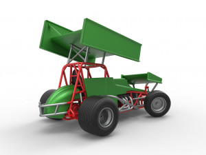 Vintage Winged Sprint car while turning Scale 1 to 25 Modello di stampa 3D