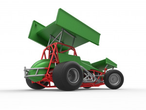 Vintage Winged Sprint car while turning Scale 1 to 25 Modello di stampa 3D