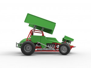 Vintage Winged Sprint car while turning Scale 1 to 25 Modello di stampa 3D