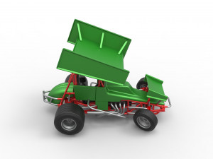 Vintage Winged Sprint car while turning Scale 1 to 25 Modello di stampa 3D
