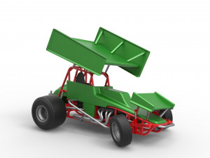 Vintage Winged Sprint car while turning Scale 1 to 25 Modello di stampa 3D