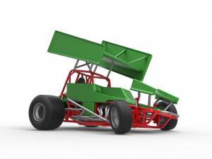 Vintage Winged Sprint car while turning Scale 1 to 25 Modello di stampa 3D