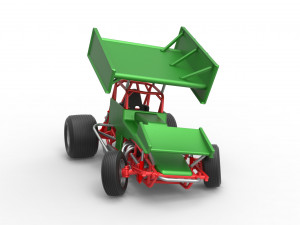Vintage Winged Sprint car while turning Scale 1 to 25 Modello di stampa 3D