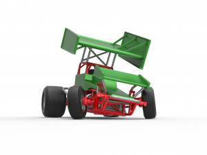Vintage Winged Sprint car while turning Scale 1 to 25 Modello di stampa 3D