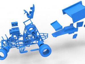 Vintage Winged Sprint car while turning Scale 1 to 25 Modello di stampa 3D