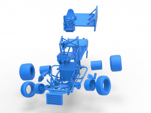 Vintage Winged Sprint car while turning Scale 1 to 25 Modello di stampa 3D