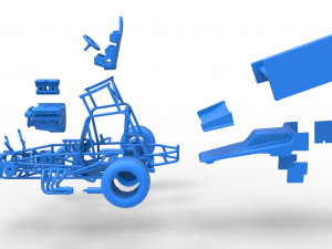 Vintage Winged Sprint car while turning Scale 1 to 25 Modello di stampa 3D