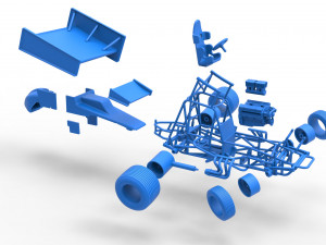 Vintage Winged Sprint car while turning Scale 1 to 25 Modello di stampa 3D