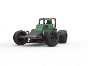 Vintage Sprint car while turning Scale 1 to 25 Modelo de Impressão 3D
