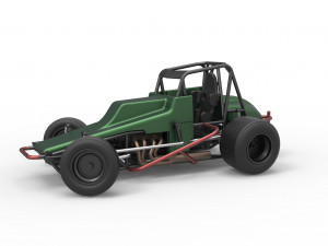Vintage Sprint car while turning Scale 1 to 25 Modelo de Impressão 3D