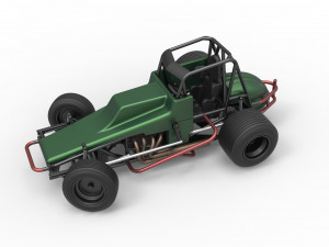 Vintage Sprint car while turning Scale 1 to 25 Modelo de Impressão 3D