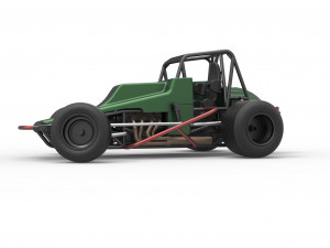 Vintage Sprint car while turning Scale 1 to 25 Modelo de Impressão 3D