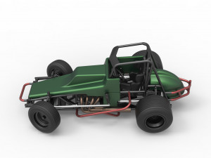 Vintage Sprint car while turning Scale 1 to 25 Modelo de Impressão 3D