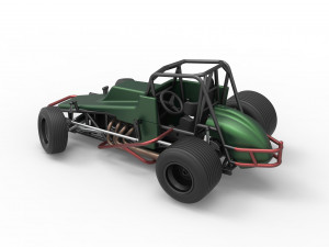 Vintage Sprint car while turning Scale 1 to 25 Modelo de Impressão 3D