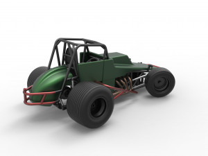 Vintage Sprint car while turning Scale 1 to 25 Modelo de Impressão 3D