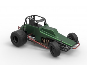 Vintage Sprint car while turning Scale 1 to 25 Modelo de Impressão 3D