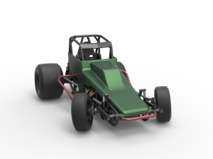 Vintage Sprint car while turning Scale 1 to 25 Modelo de Impressão 3D